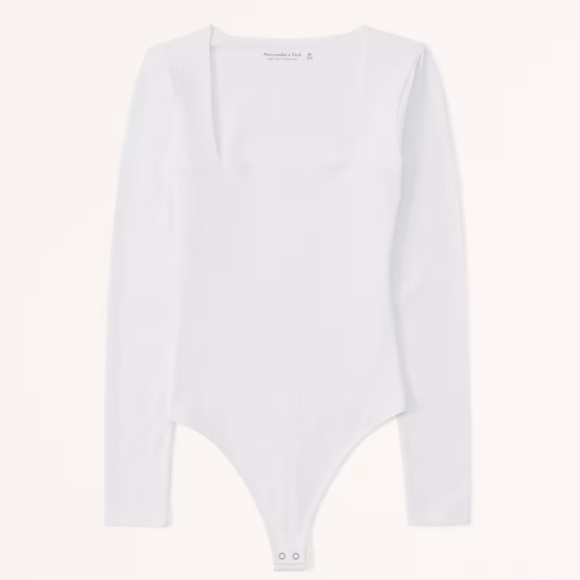 Long-Sleeve Cotton Seamless Fabric Squareneck Bodysuit - Picture 6 of 6